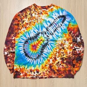 Vintage Hanes Cotton Beefy-T Guitar Tie Dye Long Sleeve T-Shirt Mens XL